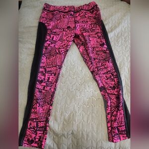 Zumba pink leggings black mesh sides xl